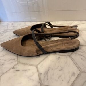 Brunello Cucinelli Suede Ballet Slingbacks